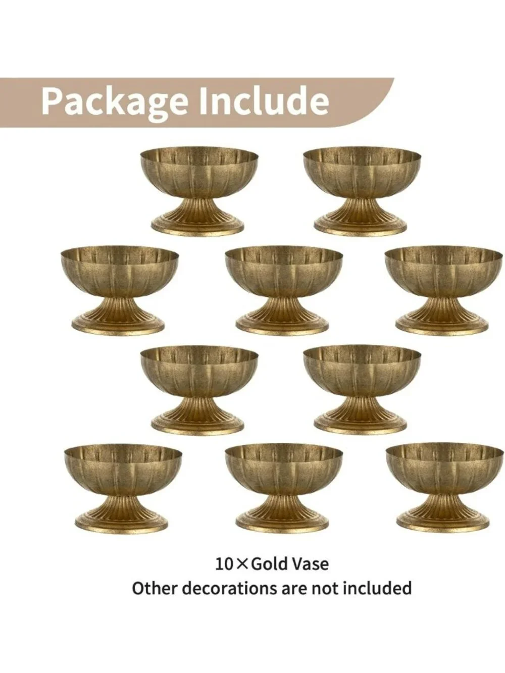 Elegant Gold Compote Vase Set for Centerpiece Decor, 8.5